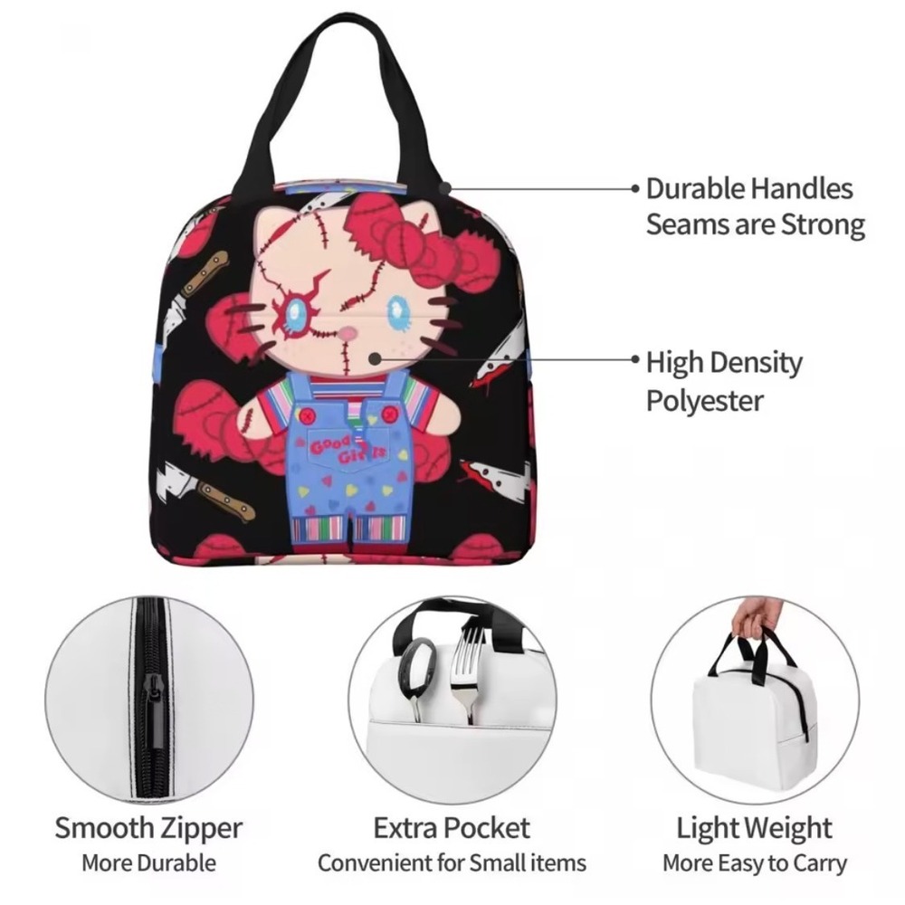 Hello Kitty Chucky Lunch Bag Insulated Cooler Bag Reusable Tote - Picture 4 of 10